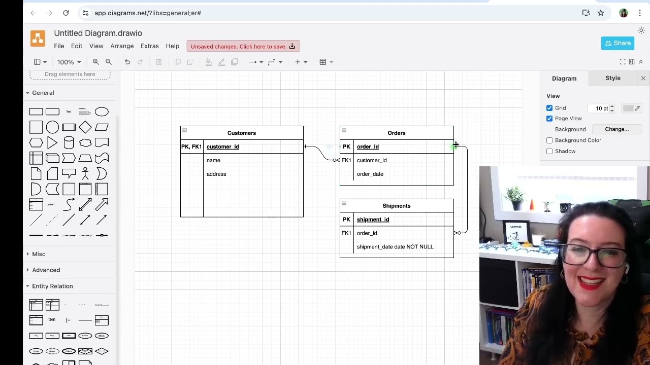 Creating Entity Relationship Diagrams using Draw.io