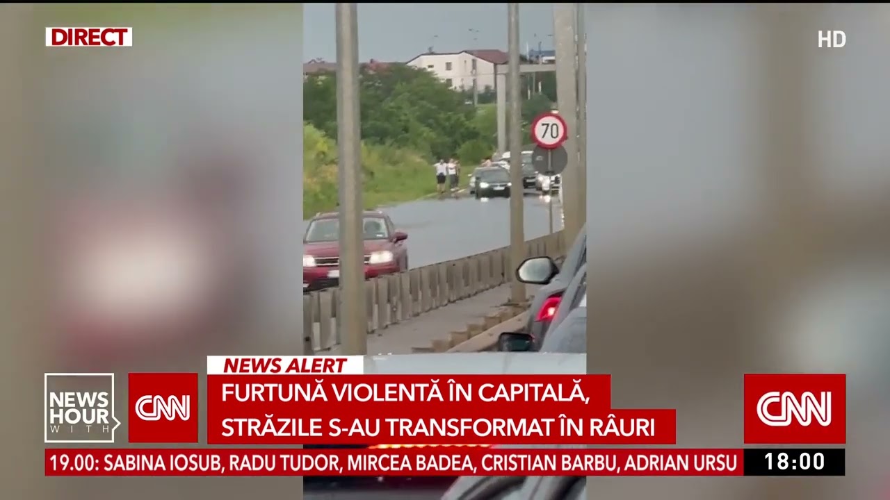 Furtună violentă în Capitală, străzile s-au transformat în râuri