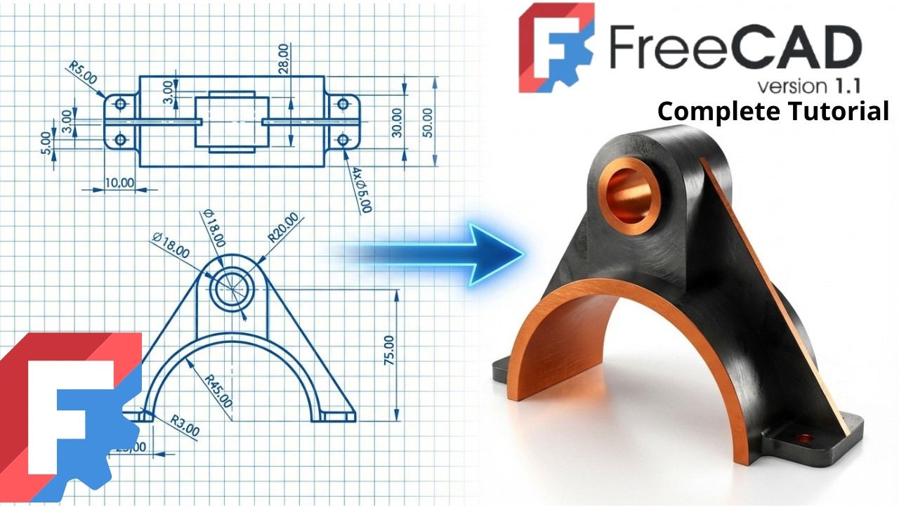 FreeCAD — Полный пошаговый учебник для начинающих. Упражнение 40.
