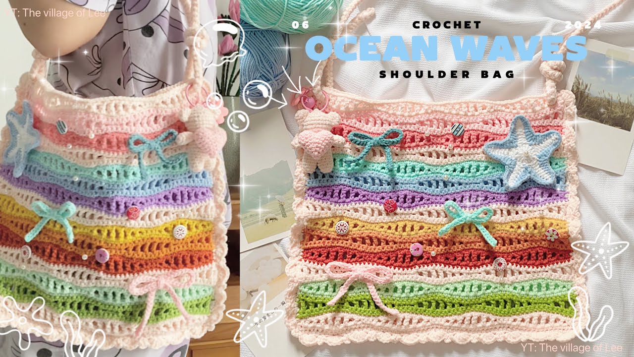 Crochet Ocean Waves Bag 🌊| Crochet Ocean Waves Bag Tutorial Super Detailed & Slowly for Beginners