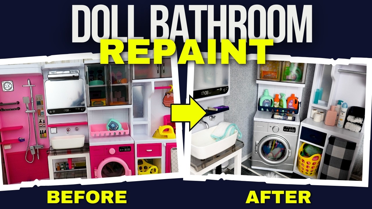 ULTIMATE Barbie Doll Bathroom Set REPAINT \ MAKEOVER!!!! + Unboxing & Review