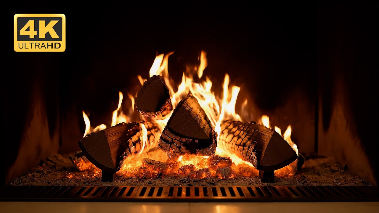 🔥 4K Fireplace Ambience ⏐ Natural Crackling Fire Sounds ⏐ Deep Relaxation