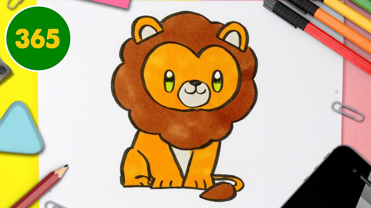 COMMENT DESSINER UN LEON KAWAII - Comment dessiner des animaux kawaii étape par étape