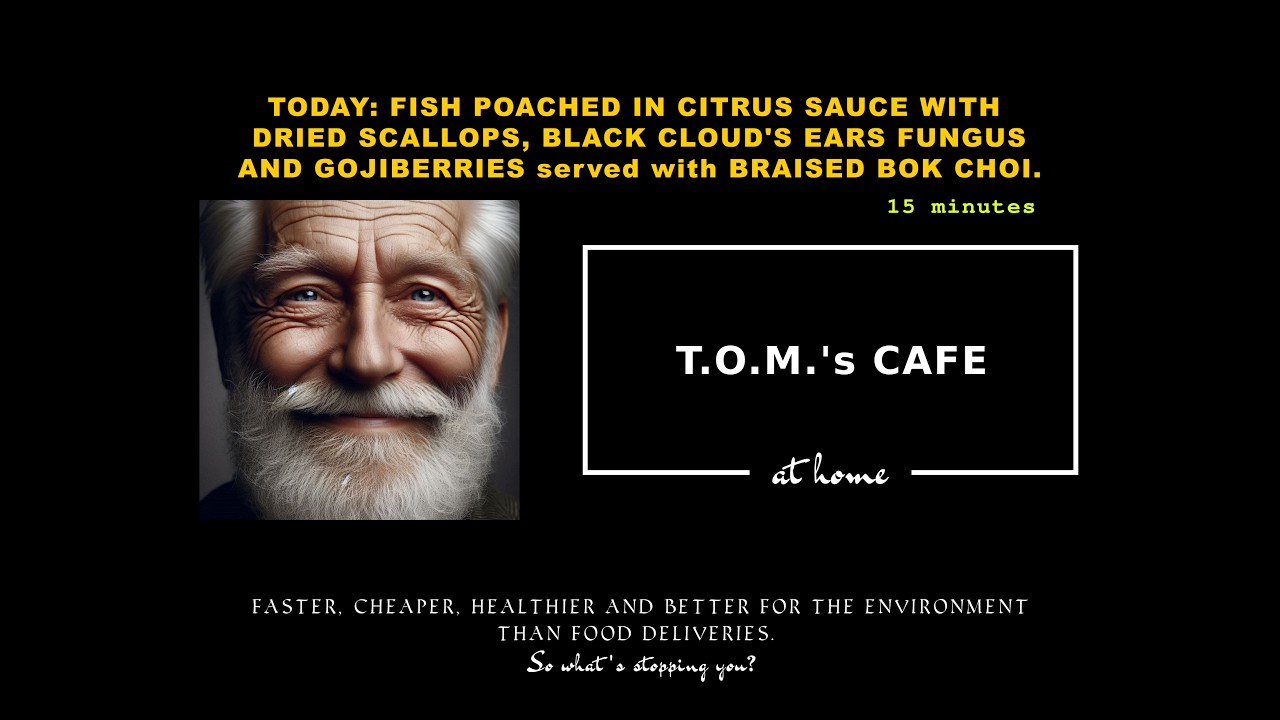 Chinese New Year Fish poached in citrus sauce black cloud's ears dried scallops The Old Man's Café,