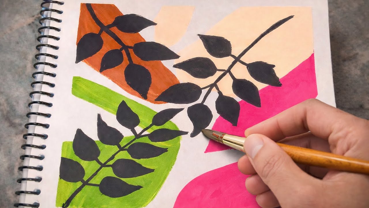 Easy Abstract Leaf Painting 🎨| Simple Acrylic Painting for Beginners #drawing #penting #artbypencils