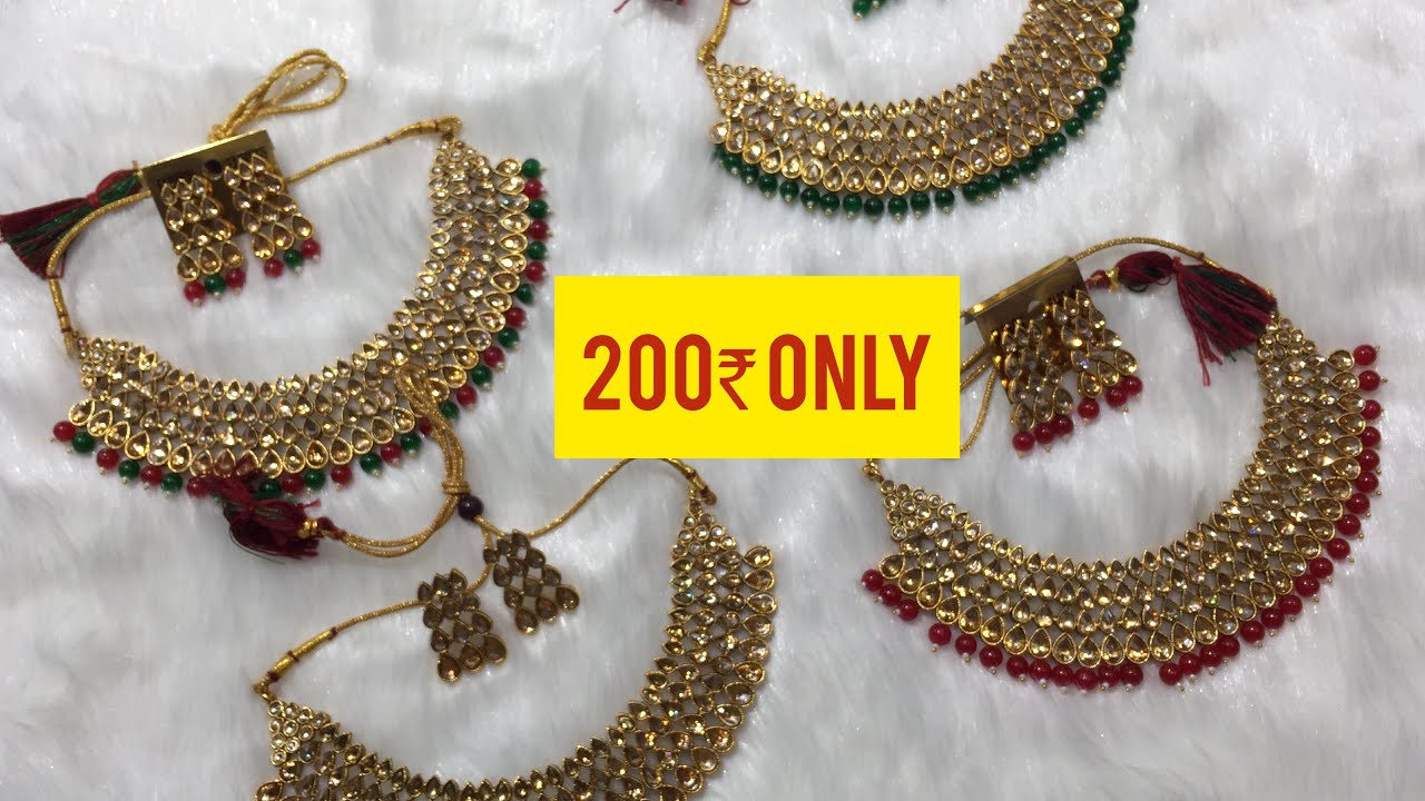 Reverse AD Style Necklace Set With Price / Kundan Choker Set At Wholesale Price