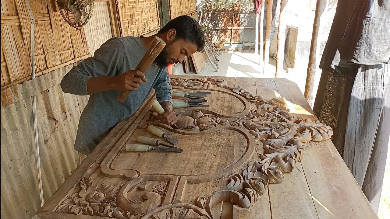 How to make a new bed design। দেখুন কিভাবে কাঠের উপরে খোদাই করে খাটের নকশা করা হয়
