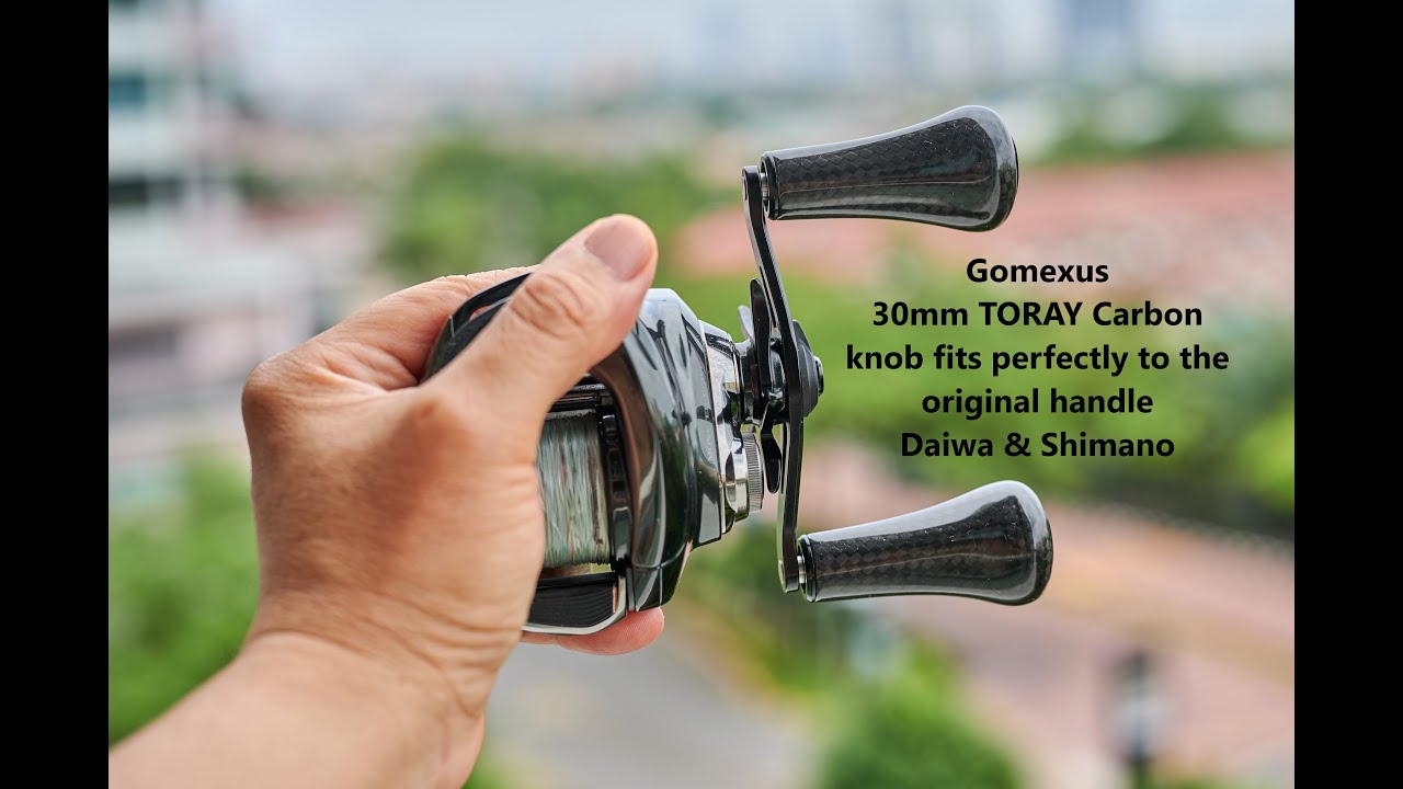 Gomexus 30mm TORAY carbon knobs fits perfectly on the Daiwa & Shimano original handles