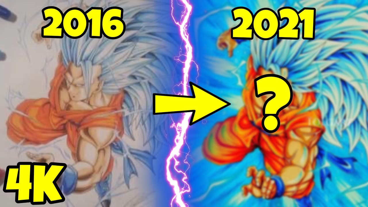 ReDrawing GOKU SSj3 BLUE from 2016 | 5 Years ART Progress | 4K