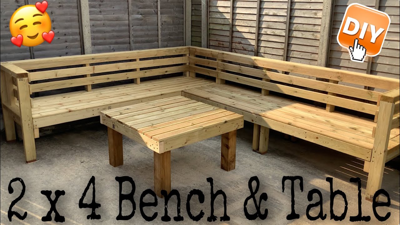 DIY 2x4 Bench and Table Outdoor Sofa Time-Lapse