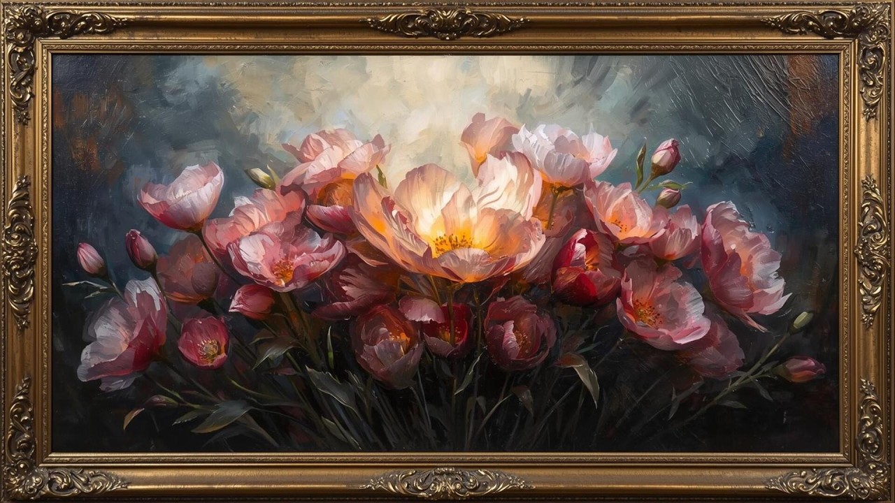 Golden Glow: Cinematic Floral Masterpiece | 4K Ultra HD Warm Ambiance for Evening Relaxation