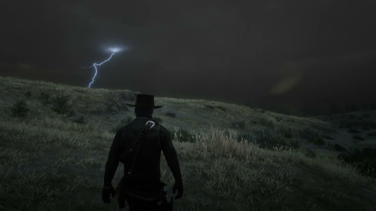 Red Dead Redemption 2 walking in the rain