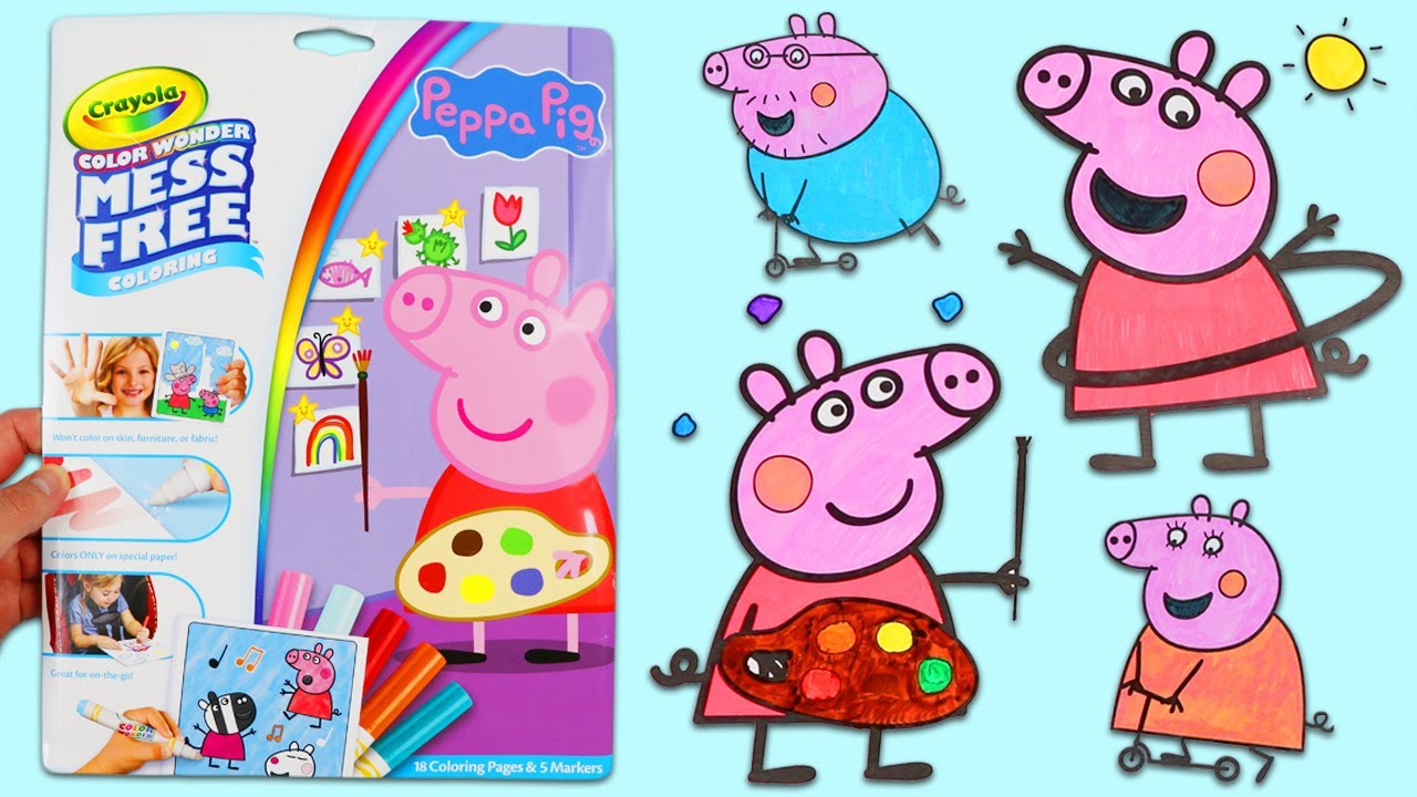 Crayola Peppa Pig Color Wonder Magic Markers Coloring Book!