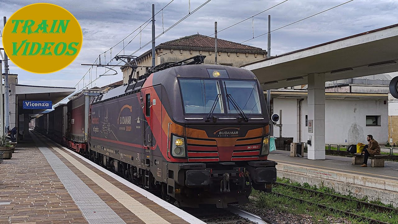 Vectron 383.302 Budamar con semirimorchi verso Tarvisio: Partenza da Vicenza