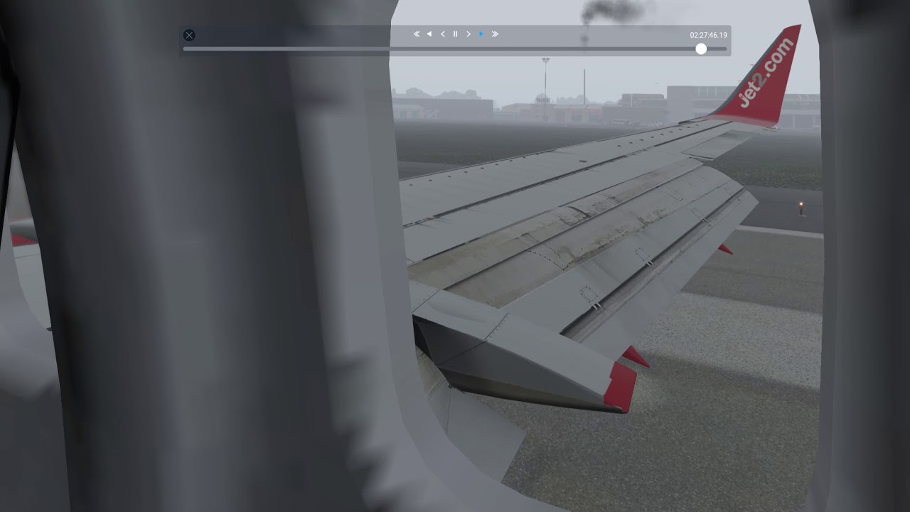 X11 B733 Wing View Landing in EGNM - 2020.12.31.