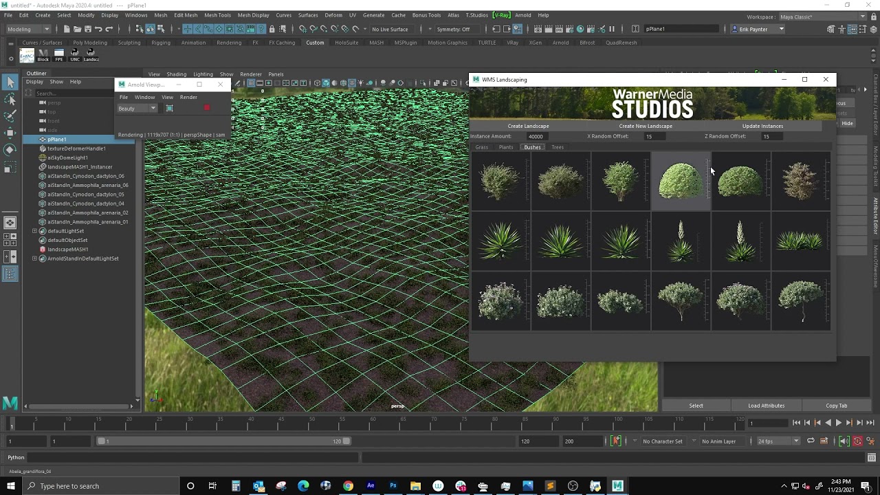 Landscaping Tool Maya Mash/ Arnold Standins