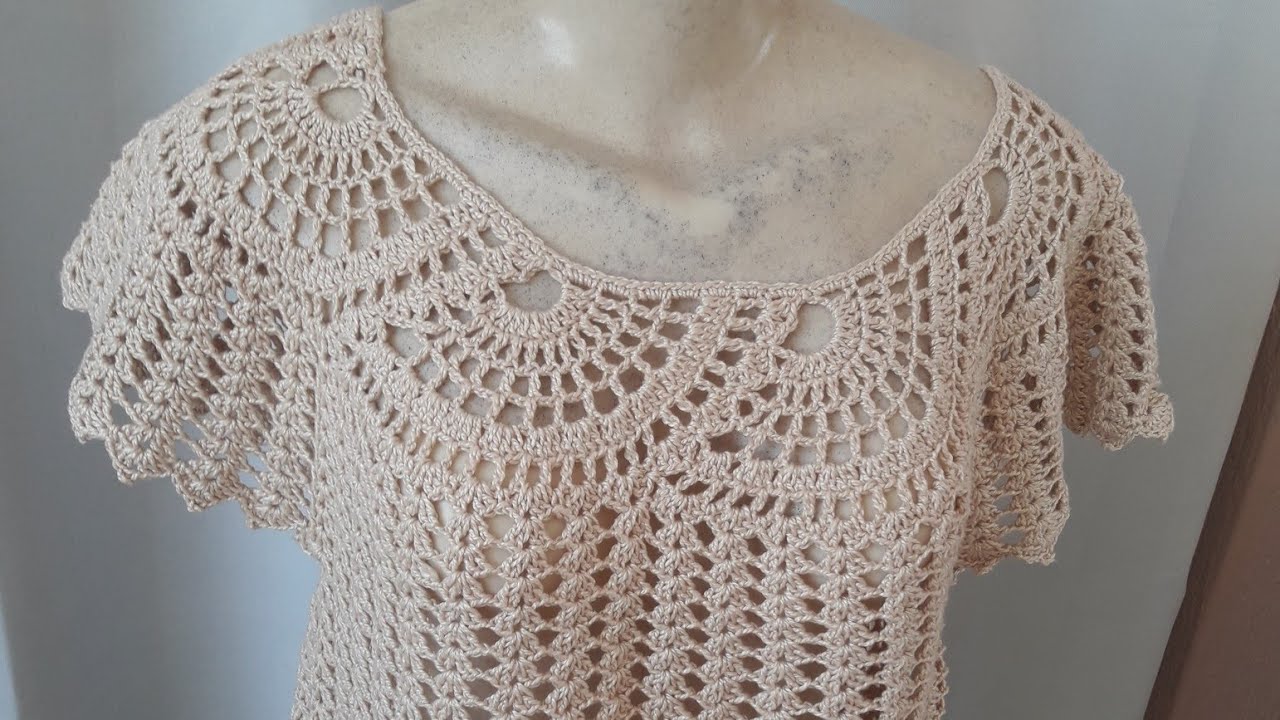 Pala de crochê em espiral  blusa sem costura #blusadecroche #blusadecrochesemcostura