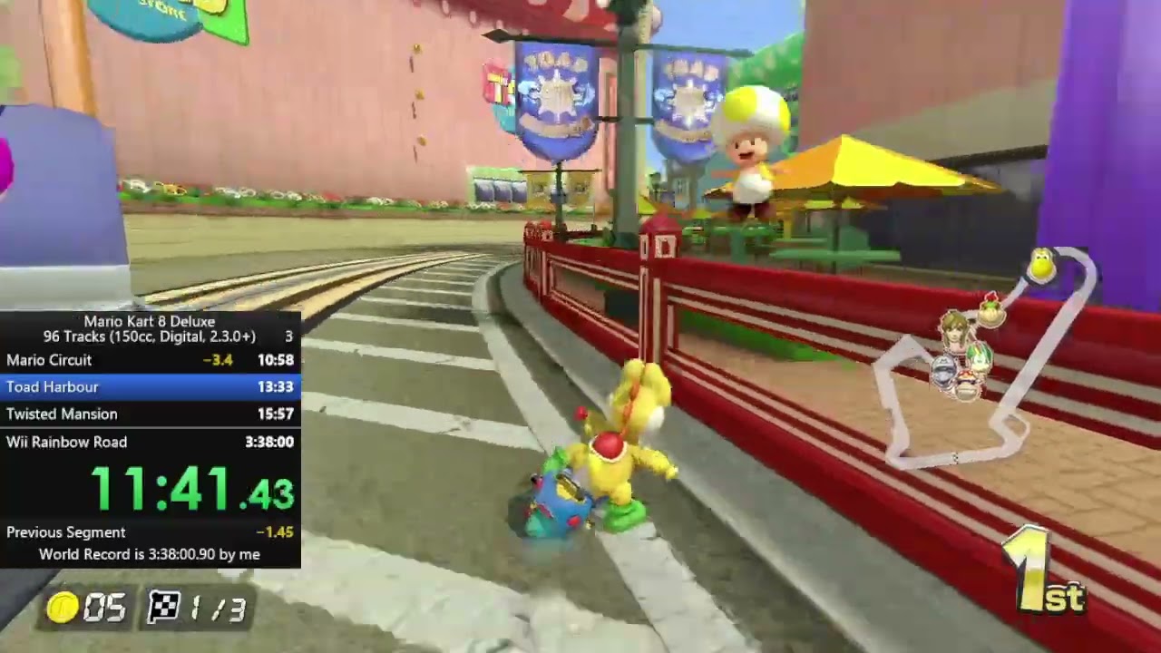 Mario Kart 8 Deluxe 96 Tracks World Record in 3:37:19.390 (150cc, No Items)