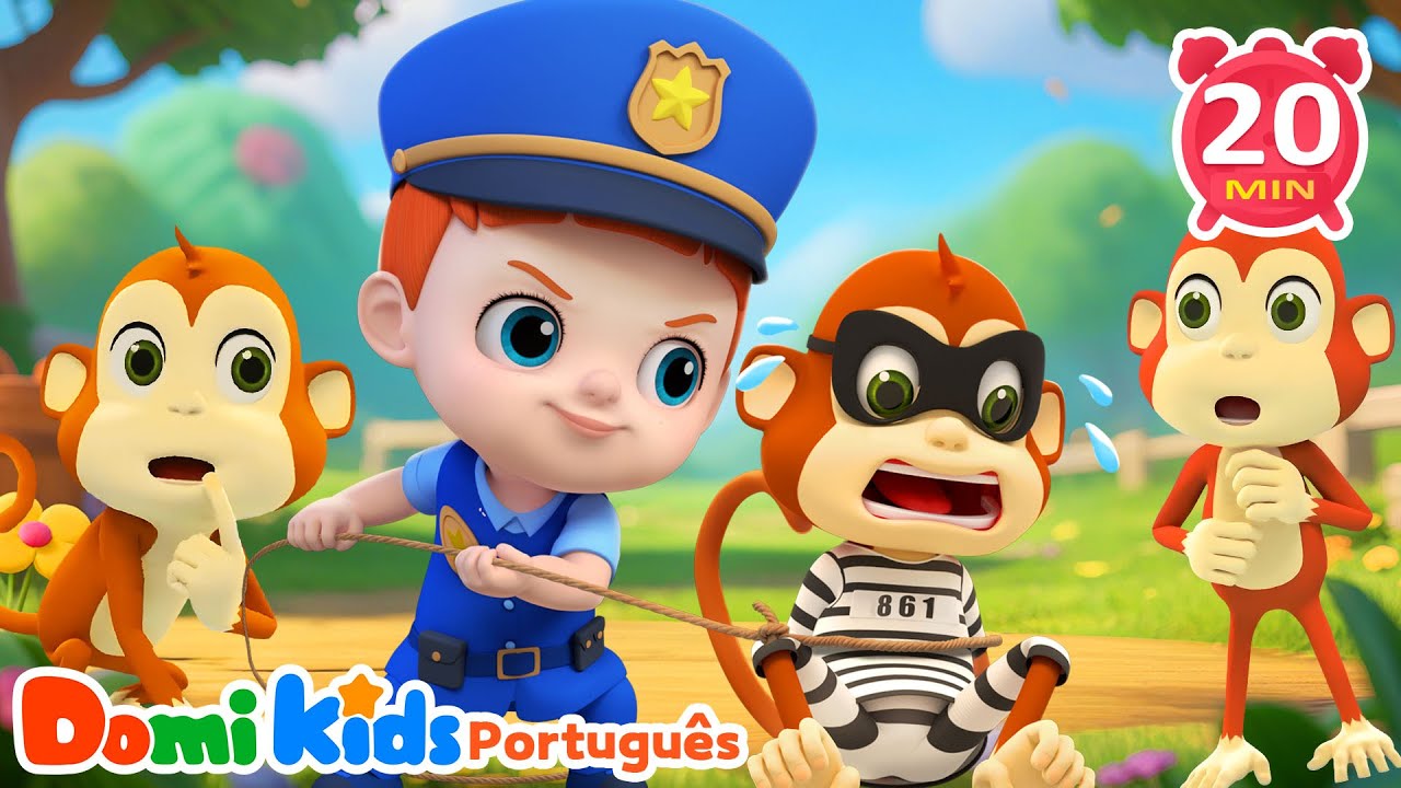 Polícia Bebê Persegue o Ladrão🚓| Canções Infantis Bilingues Divertidas |Domi Kids Festa dos Animais