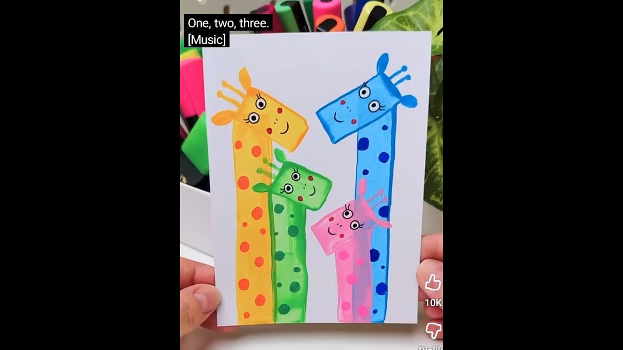 How to draw colorful simple giraffe 🦒 easy way#art#giraffe#painting