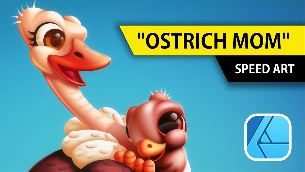 Affinity Designer Speed Art - Ostrich Mom Vector Illustration | DANILO FIOCCO