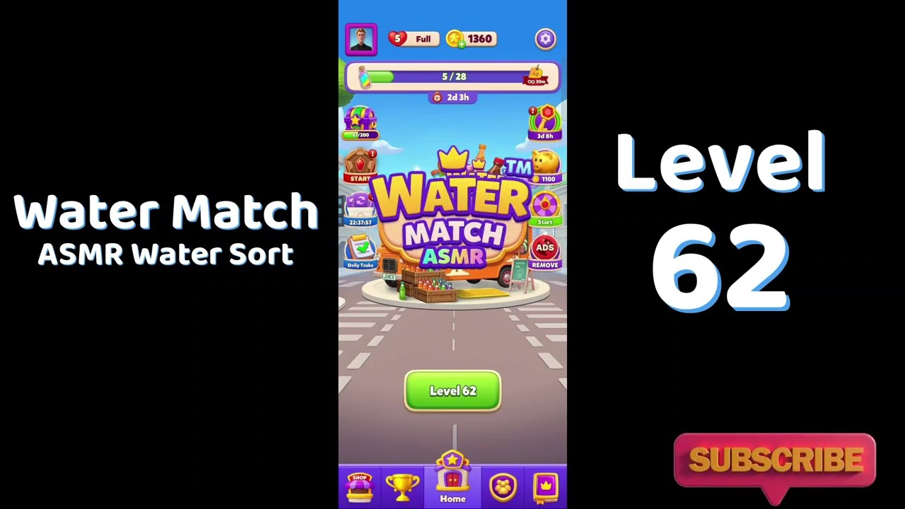 Water Match Level 62 Walkthrough 💧🎮 | Water Match ASMR Water Sort | Solutionguruji