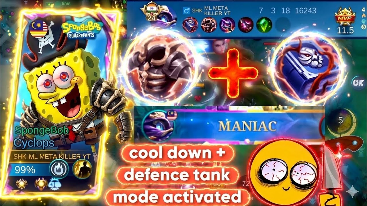 ​0% COOLDOWN 😱 + INFINITE DEFENSE! 🔥 CYCLOPS BROKEN TANK BUILD MLBB