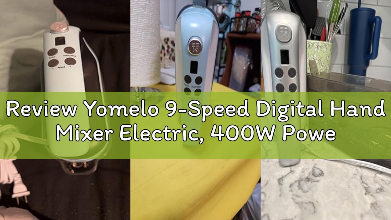 Review Yomelo 9-Speed Digital Hand Mixer Electric, 400W Powerful DC Motor, Hand Mixer Electric Handh