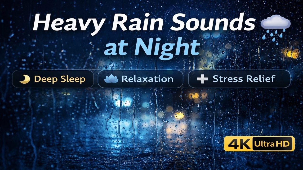 Heavy Rain Sounds at Night 🌧️ | Deep Sleep, Relaxation & Stress Relief (4K)