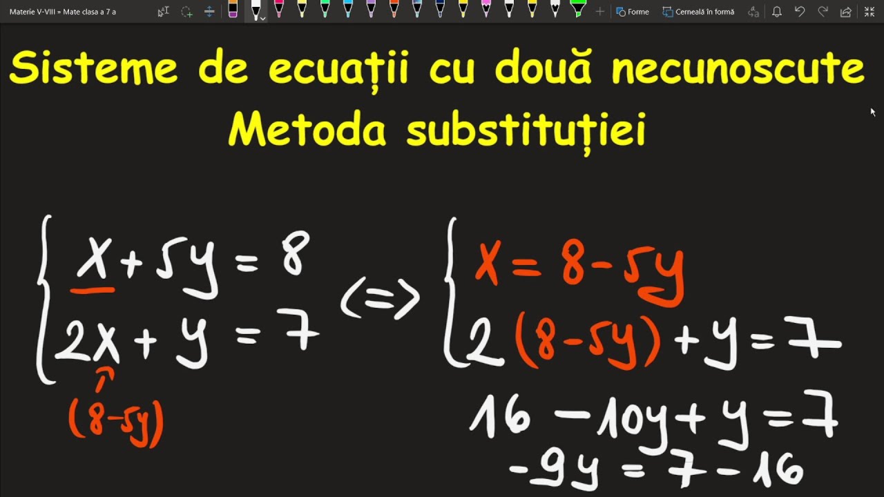 Metoda substitutiei sisteme de ecuatii  clasa 7 Exercitii(Invata Matematica Usor-Meditatii Online)