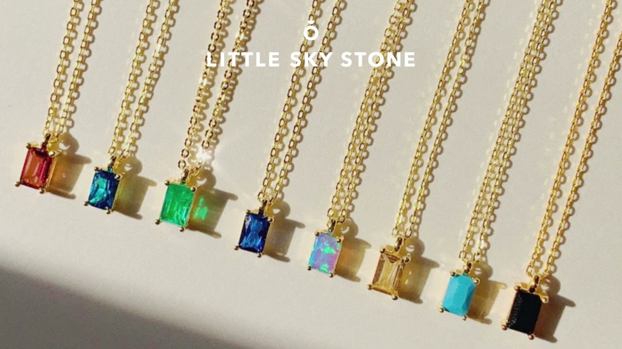 Baguette Birthstone Necklaces | Little Sky Stone