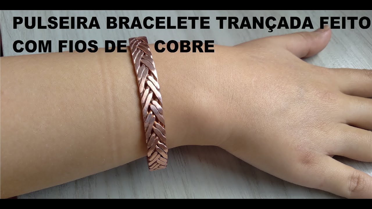 PULSEIRA BRACELETE TRANÇADA FEITO COM FIOS DE COBRE