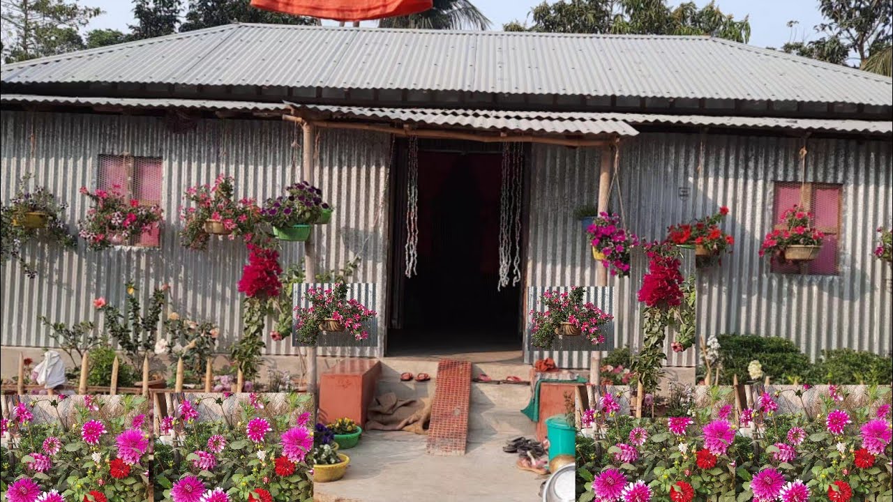 Beautiful flowers garden house in village