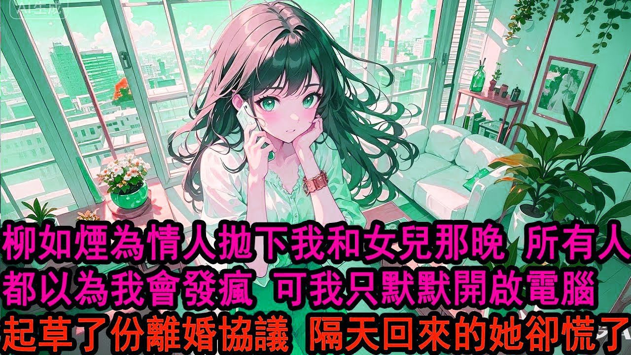 女兒生日那天，柳如煙又一次拋下我們奔向他的委託情人。我和她談過、吵過、可而他永遠冷眼旁觀。當夜，我在散場的狼藉中看到李若初發了微博，所有人都盯著我的反應。 可我只默默開啟電腦，起草了一份離婚協議