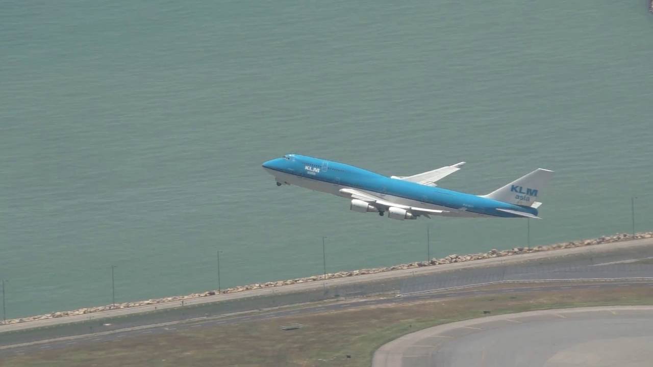 Beautiful KLM 747 Take off at Hong Kong airport with ATC
