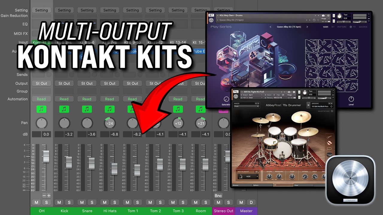 Use your KONTAKT drum kits in MULTI-OUTPUT mode! (Logic Pro 10 & 11)