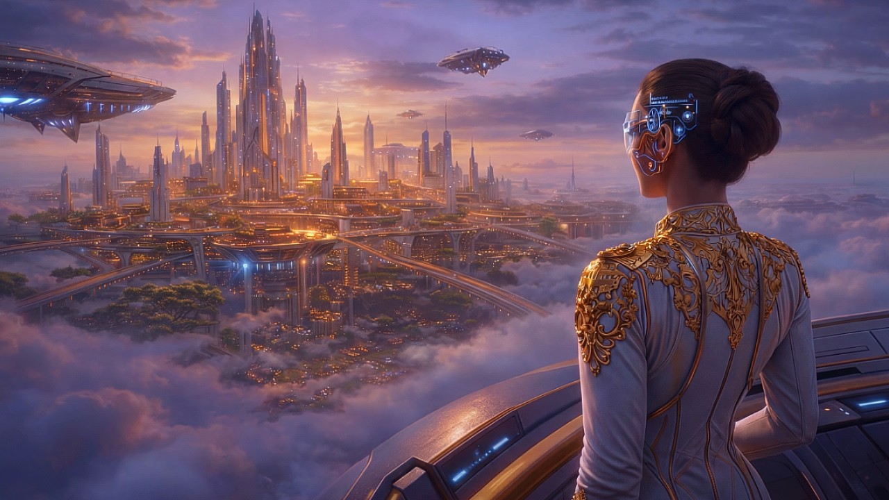 Year 2500: Colossal Futuristic Sky City in 4K | 1 Hour Sci-Fi Ambient Sound