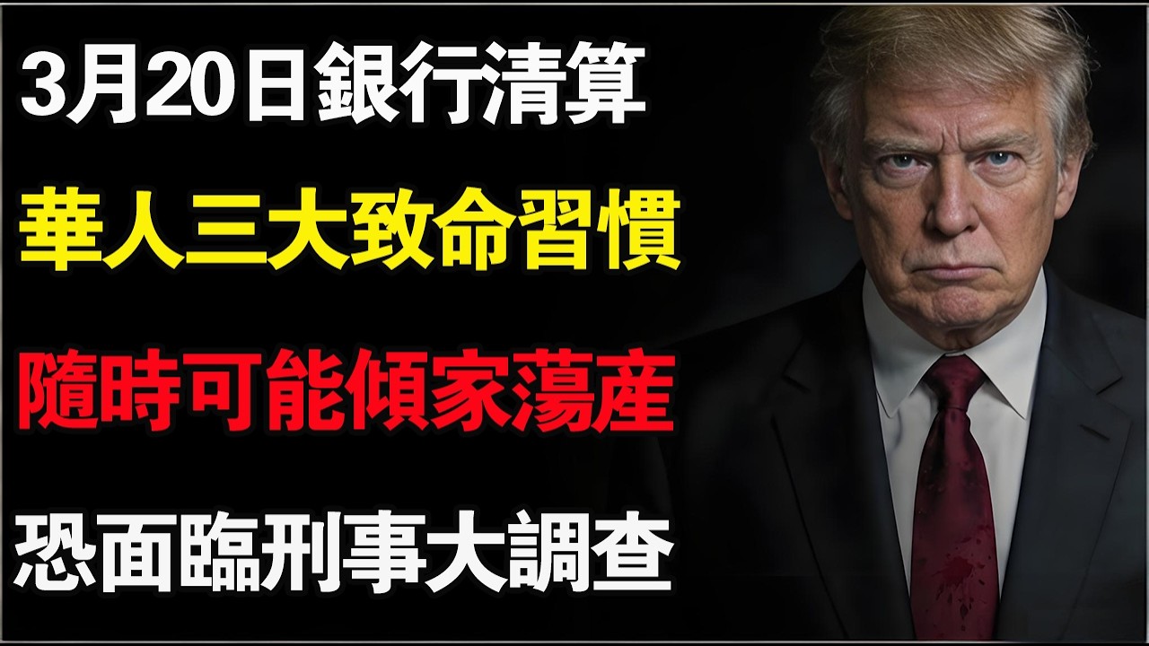 3月20日全美銀行大清算！AI 系統全面聯網，華人這 3 個習慣將導致傾家蕩產！#美國銀行清算 #Zelle查稅 #美國買房首付