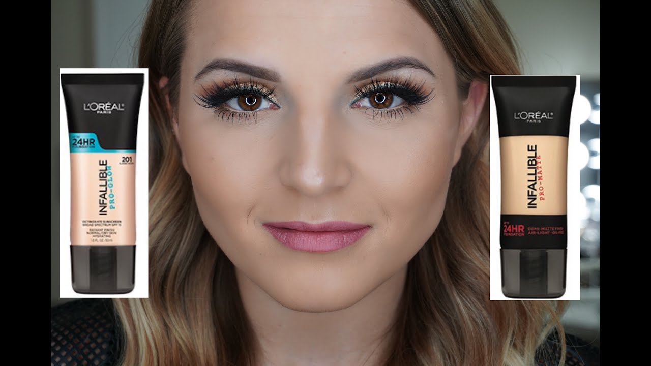 L'OREAL Infallible Pro Glow vs. Pro Matte Foundation Comparison, Demo, & Review!