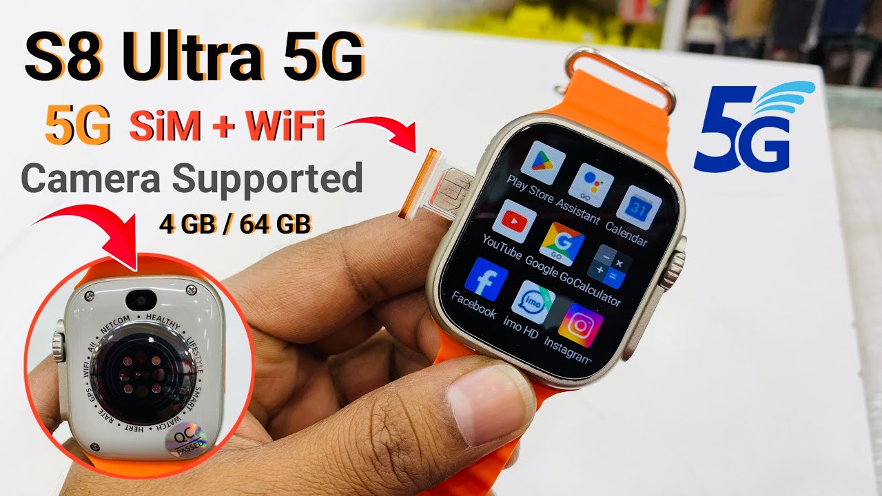 চলবে 5G Sim⚡️Wifi, Camera Supported | S8 Ultra 5G Android Smartwatch / Unboxing review bangla