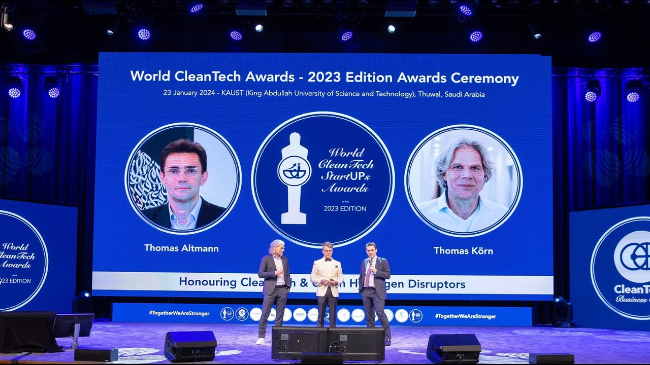Thomas Altmann and Thomas Korn on World CleanTech StartUPs Awards 2023 at WCA2023 KAUST Ceremony