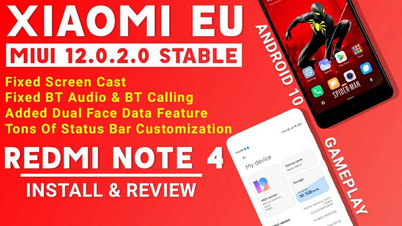 XIAOMI EU MIUI 12.0.2.0 STABLE ANDROID 10 FOR REDMI NOTE 4 | ADDED DUAL FACE DATA | INSTALL & REVIEW
