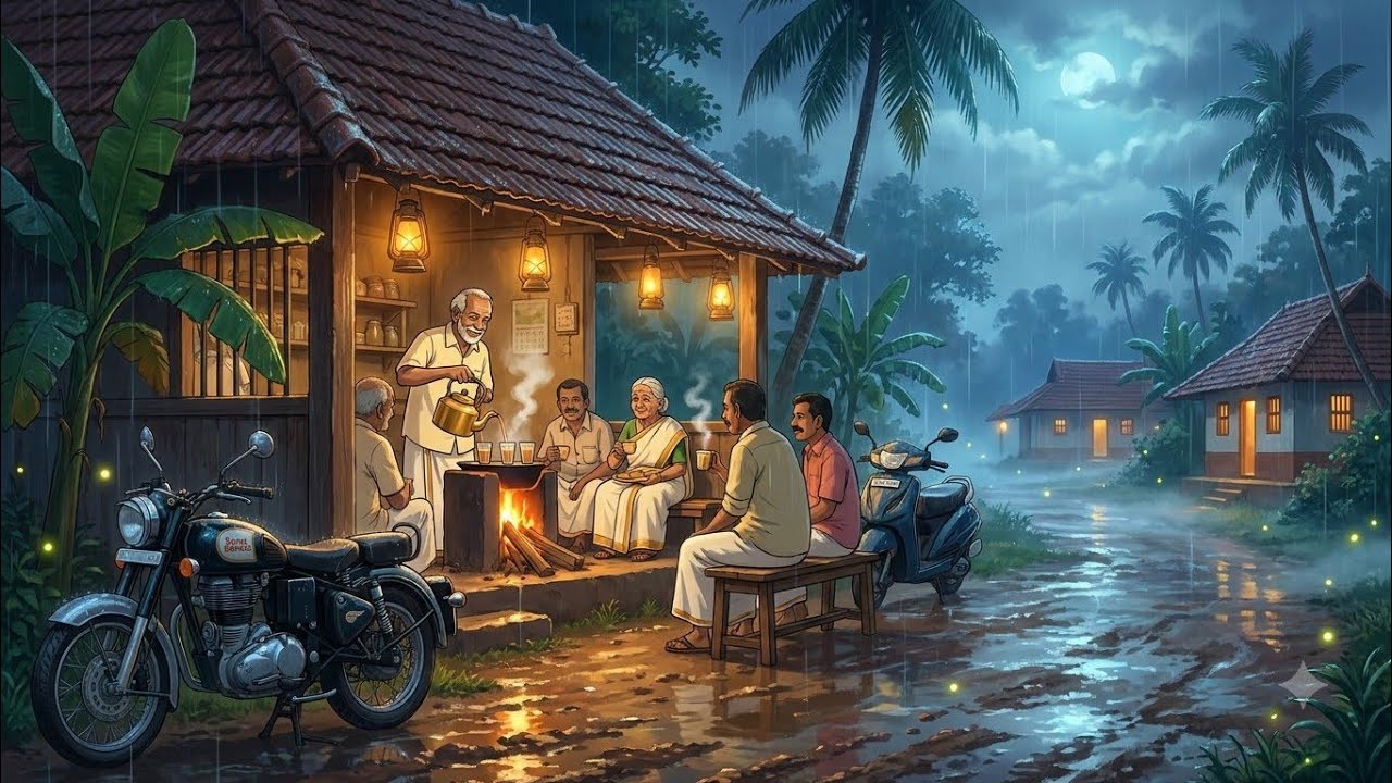 90s South India Monsoon Life | Ghibli Style ASMR Village Story | 🌧️ Rainy Village Tales #ghibli