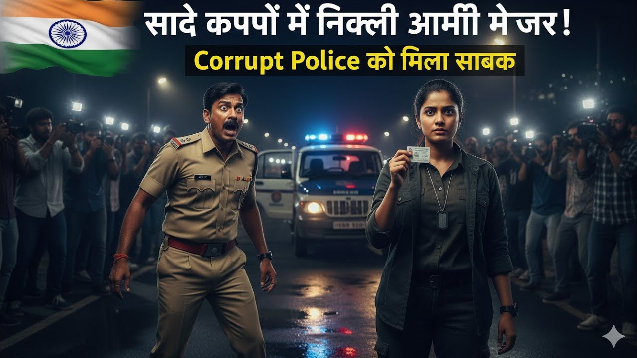 जब सादे कपड़ों में खड़ी लड़की निकली आर्मी मेजर | Corrupt Police Ko Mila Zinda Sabak |  #viralvideo 