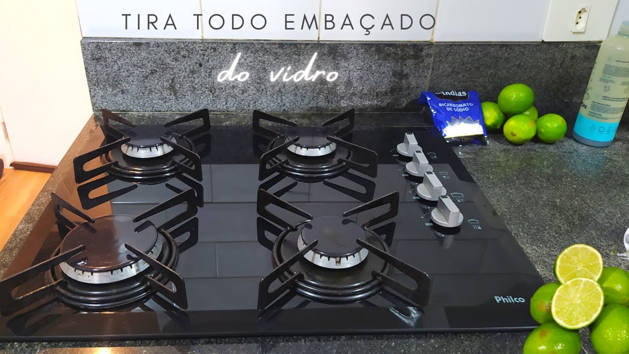 Limpeza do fogão cooktop de vidro, tira todo embaçado e fica brilhando✨ | Coisas Fáceis