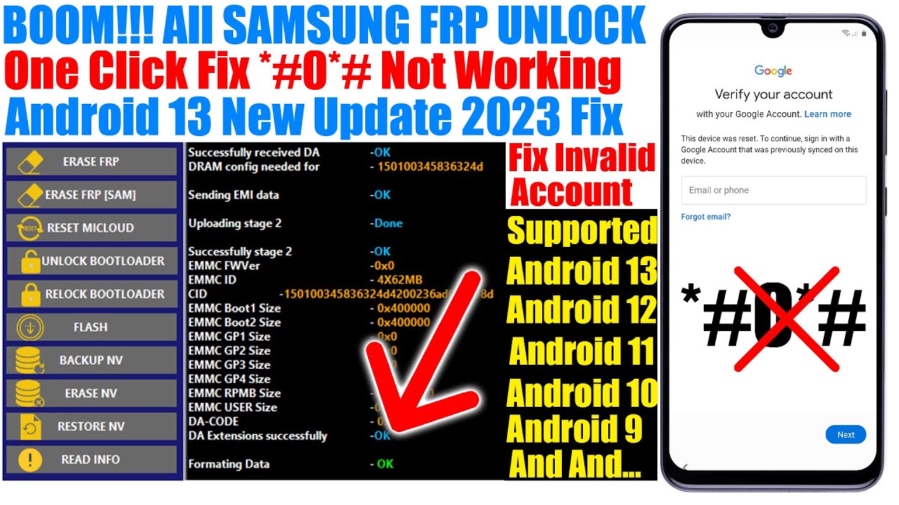 All Samsung FRP Bypass 2024 With FRP Tool | Samsung Google Account Unlock Android 11/12/13