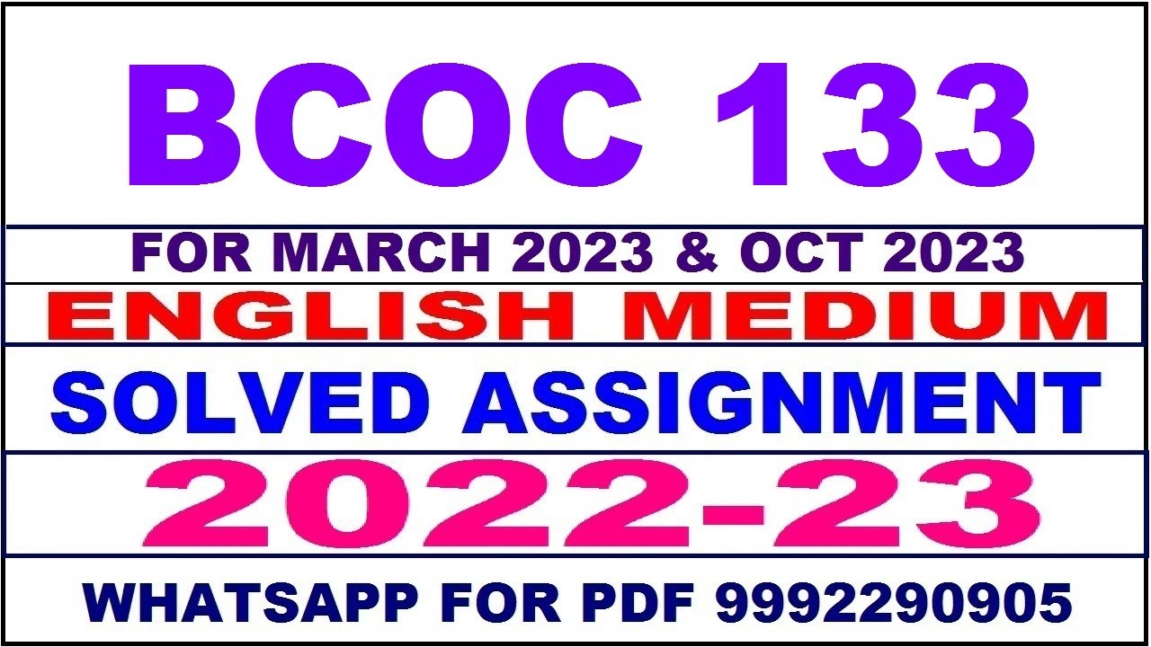 bcoc 133 solved assignment 2022-23 | bcoc 133 solved assignment in english 2022-2023 | bcoc 133 2023