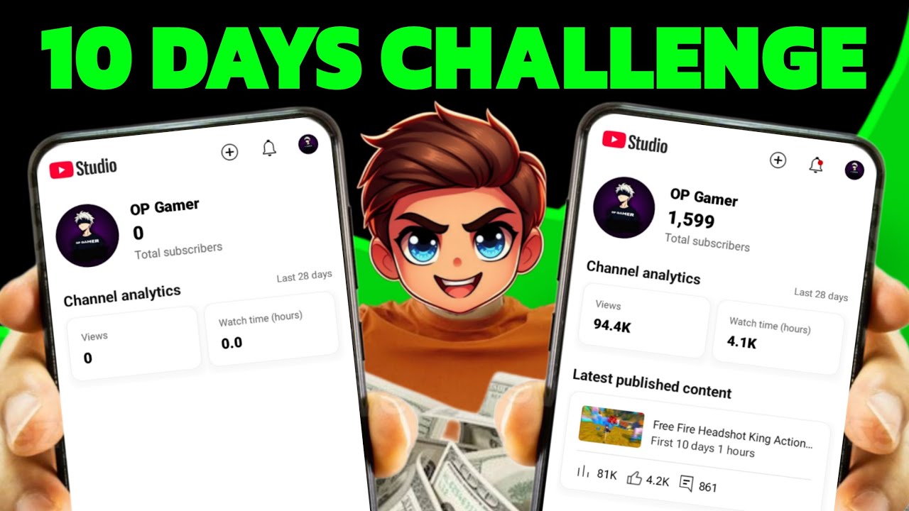 10 DAYS Challenge ( Nice Result 😳 ) How To Grow Gaming Channel From 0 Subscribers