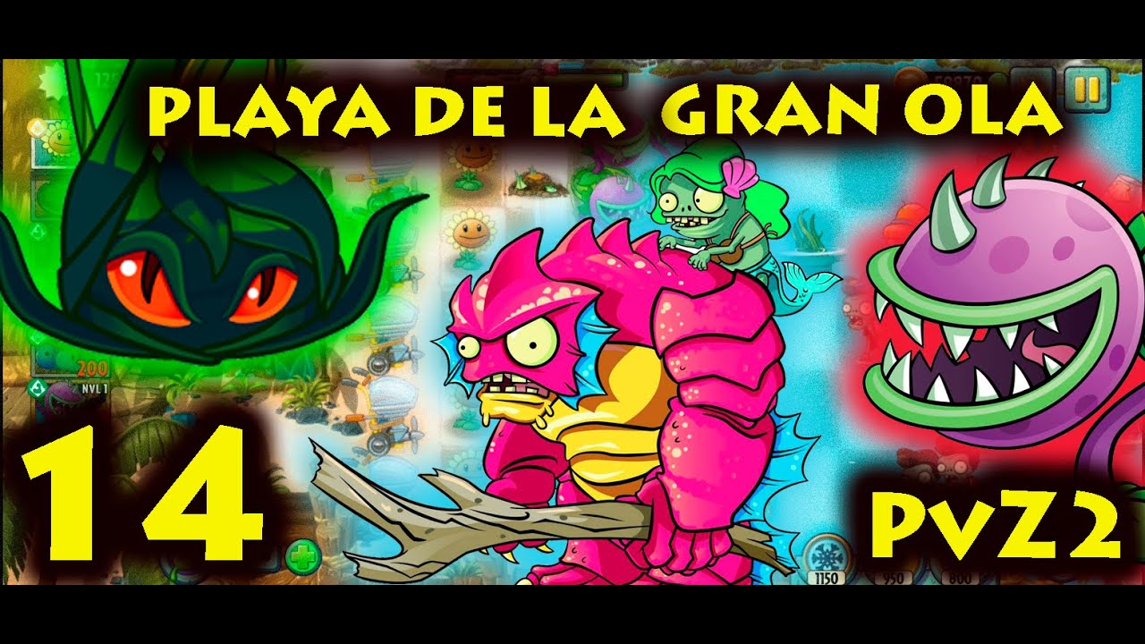 Plantas vs. Zombies 2 - Playa de la Gran Ola - Día 14