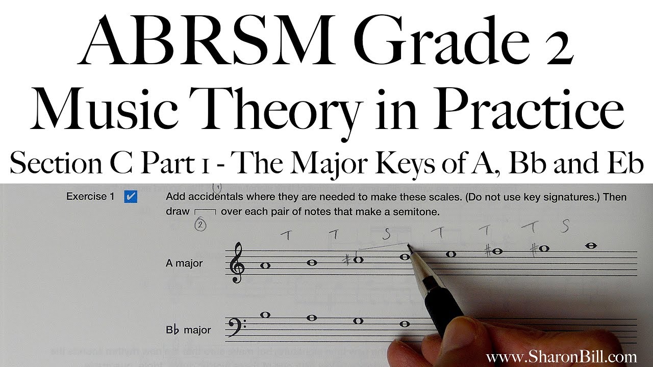ABRSM Grade 2 Music Theory Section C Part 1 The Major Keys of A, Bb and Eb with Sharon Bill